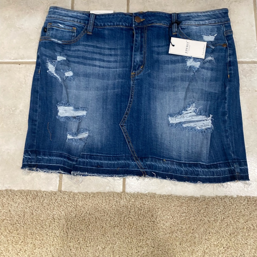 Judy Blue Destressed Jean Skirt